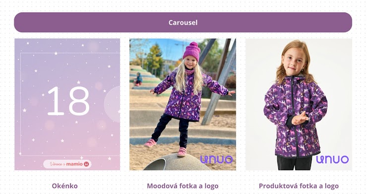 Ukázka soutěžního carouselu MAMIO z podkladů pro partnery